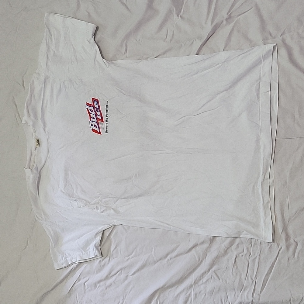 Women's Vintage 1998 Bud Ice Beware The Penguins Size XL T-Shirt - Picture 1 of 3